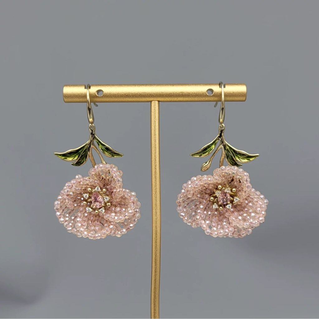 西家shes耳饰耳环国内专柜代购SPE8501005水晶编织优雅花朵耳环