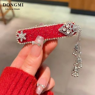 民族风闪钻水晶流苏 拜拜夹，侧面夹