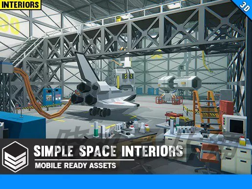 Simple Space Interiors- Cartoon Assets v1.0卡通太空室内场景