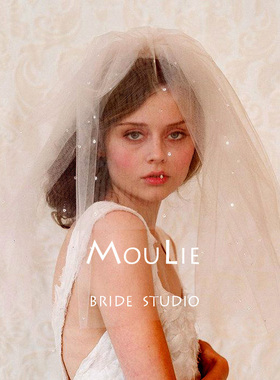 头纱新娘主婚纱拍照道具复古白色蓬蓬纱结婚订婚求婚短款领证登记