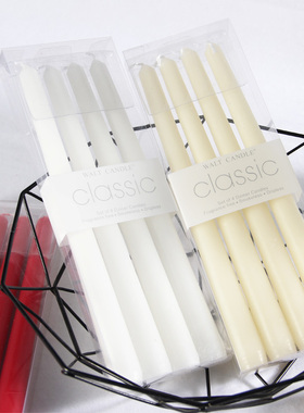 Classic/无烟无味蜡烛 浪漫烛光晚餐象牙白 白色长杆应急防灾蜡烛