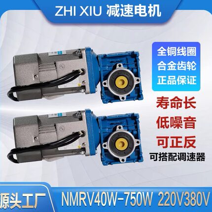 小型NMRV涡轮蜗杆减速机交流齿轮变速可调速90度转角直角电机马达