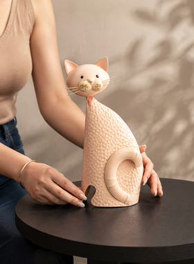 简约现代可爱猫咪铁艺桌面摆件