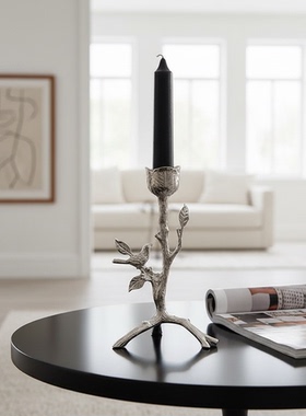 复古花鸟铁艺烛台客厅摆件礼物