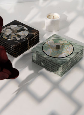 新中式轻奢高档大理石首饰盒摆件复古桌面样板房珠宝收纳盒装饰品