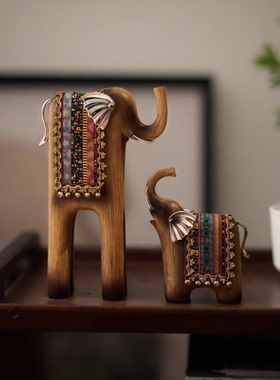 高级感民族特色大象招财装饰摆件客厅电视柜餐边柜家居软装工艺品