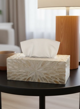 轻奢几何雕刻纸巾盒摆件乔迁送礼