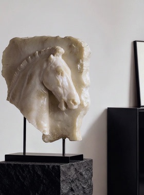 新中式树脂马头落地书档摆件