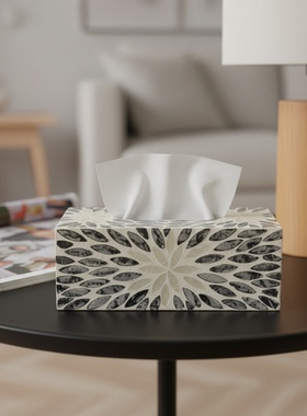 轻奢几何抽象纸巾盒客厅收纳摆件