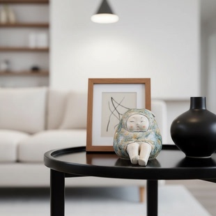 禅意陶瓷花瓶黑色圆形客厅装饰品简约家居摆件