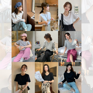 Yu momo 【ピマコットン Tシャツシリーズ】ファッショナブルなツイスト半袖Tシャツ、女性用夏の気質ラウンドネック長袖トップス