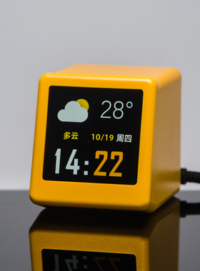 WIFI智能简约桌面电脑书房天气时闹钟彩屏温湿度气象站黑白小电视
