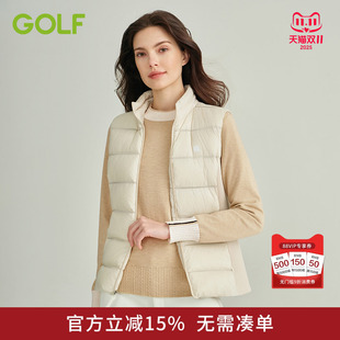 GOLF高尔夫羽绒马甲女25冬新款 背心马夹外套 拼接防风保暖运动无袖