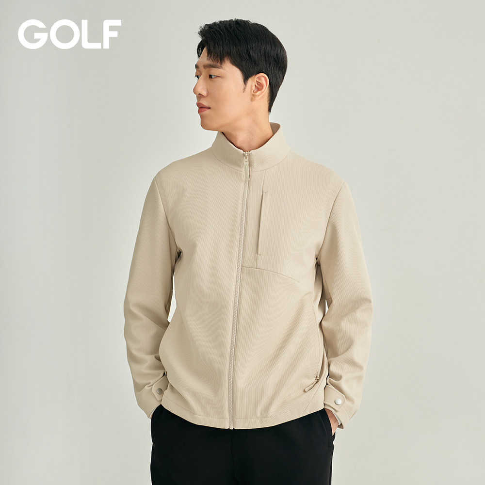 GOLF高尔夫男士拉链夹克25秋冬新款格纹立领运动休闲舒弹保暖外套