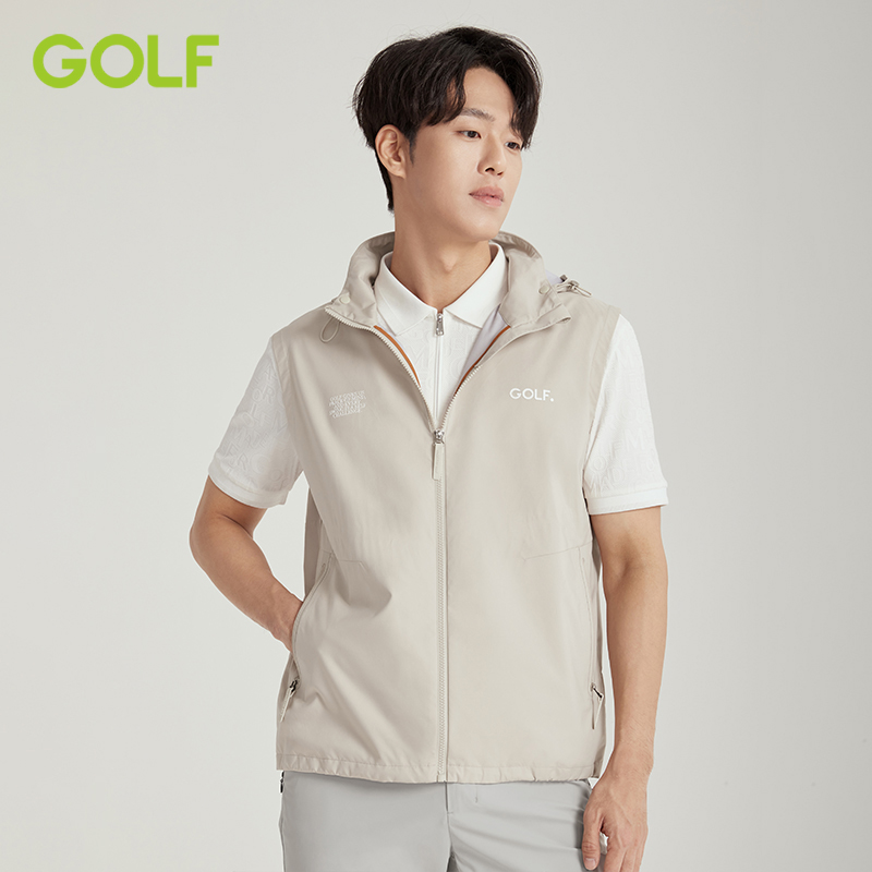GOLF高尔夫马甲男短款立领无袖坎肩宽松连帽背心通勤外穿夹克外套