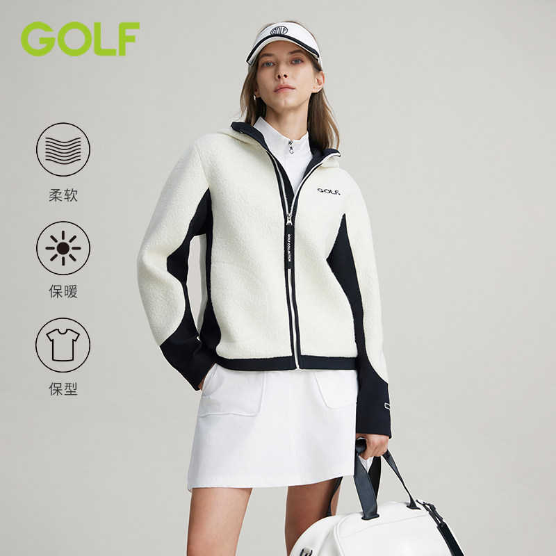 GOLF高尔夫秋冬羊羔绒外套女保暖撞色运动休闲抓绒羊毛厚外套连帽,女装/女士精品,短外套,淘宝优惠券,粉丝福利购,淘宝优惠卷