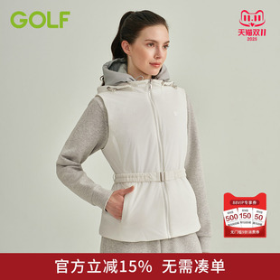 GOLF高尔夫女马甲25冬新款 弹力夹棉防风连帽收腰保暖背心马夹外套