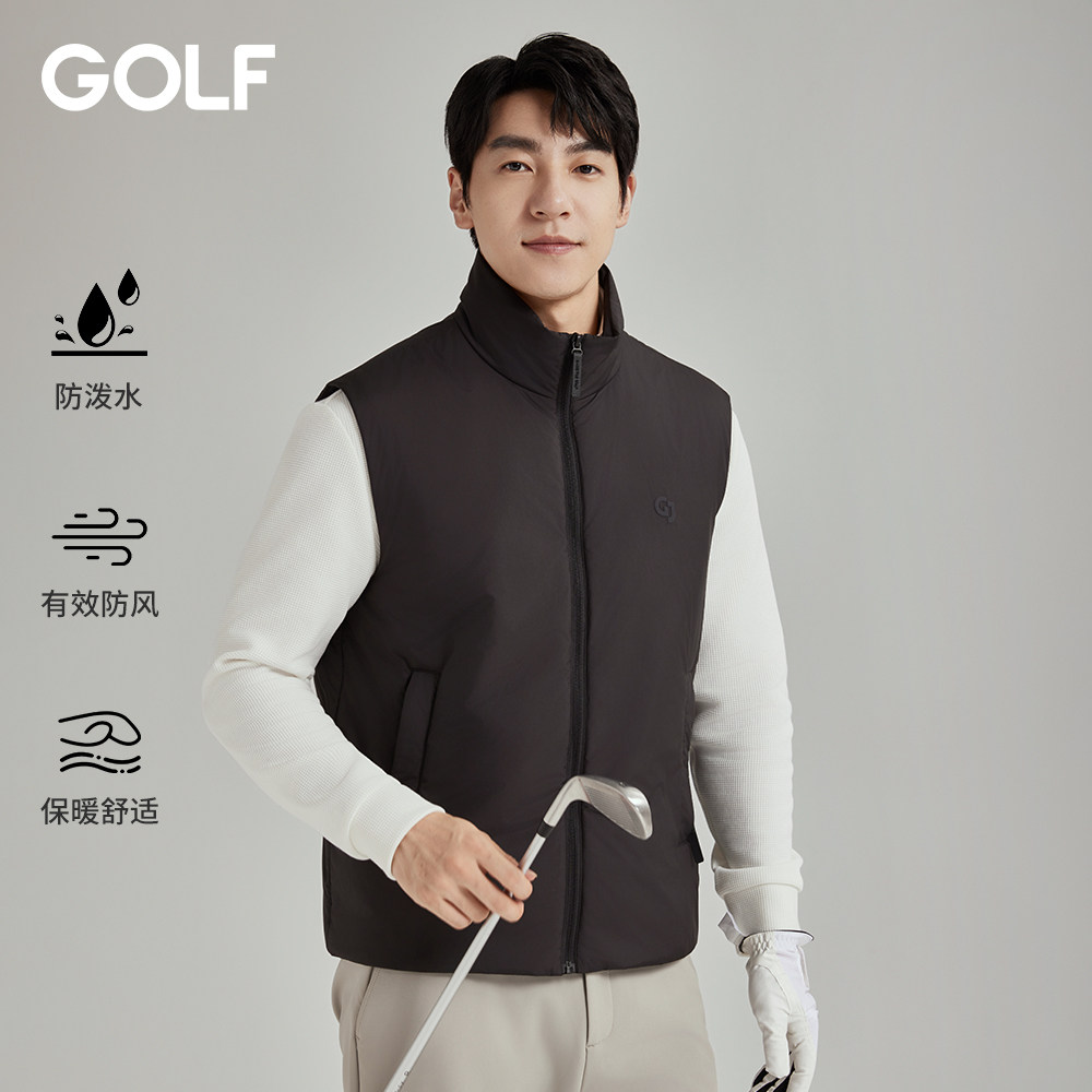 GOLF高尔夫Jeans运动马甲男25秋冬新款立领防风夹棉保暖背心外套