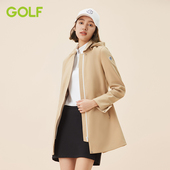 版 GOLF 运动连帽风衣女修身 休闲时尚 高尔夫外套女秋冬保暖中长款