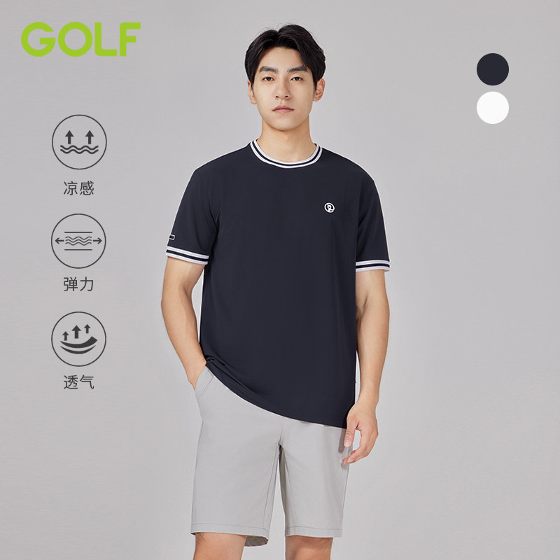 GOLF/高尔夫休闲T恤男夏季薄款圆领宽松运动短袖男套头纯色男上衣