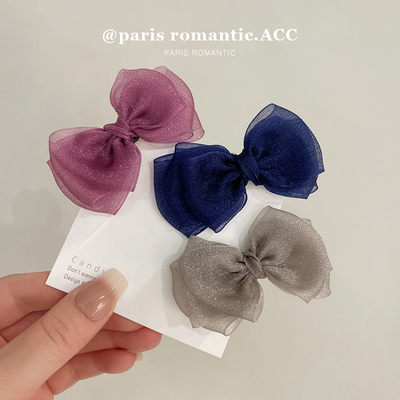 蝴蝶结鸭嘴夹欧根纱韩式发夹