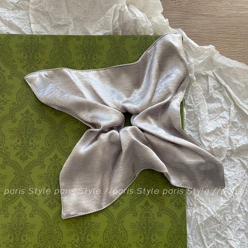 法式缎面银色方巾发圈女缎面头饰