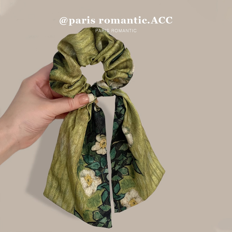 飘带布艺气质花朵发绳大肠圈