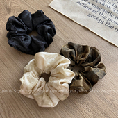 法式 古典亮丝大肠发圈头绳女高颜值慵懒感暗纹皮筋扎头高马尾发绳