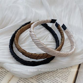 缎面手工缠绕简约发箍细款 褶皱发卡压发头饰外出洗脸百搭头箍发饰