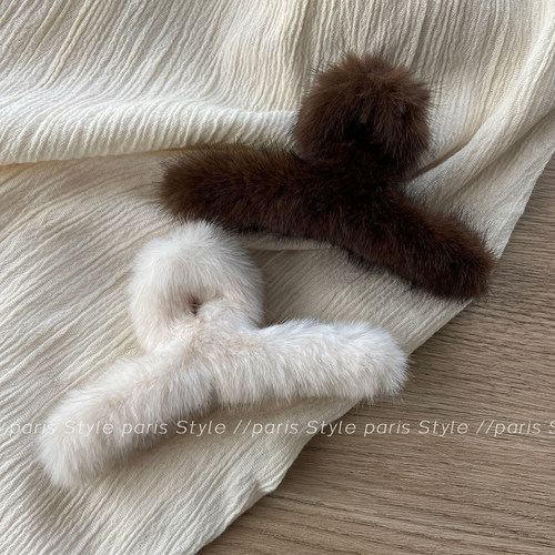 手感超好蓬松濑兔毛绒抓夹女秋冬