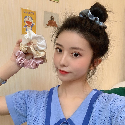 法式少女丝光缎面大肠圈ins韩国扎头发皮筋发绳 发圈马尾头绳发饰 - 封面