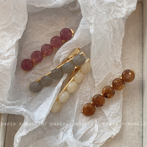 简约优雅碎发夹醋酸晕染圆珠边夹