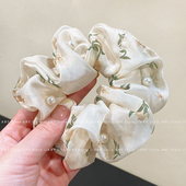 韩国超仙碎花大肠发圈女气质甜美森系简约发绳丸子头后脑勺头饰