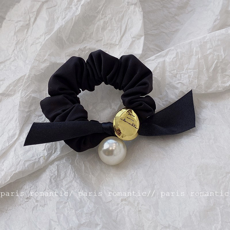 法式高级感发绳珍珠小肠圈气质