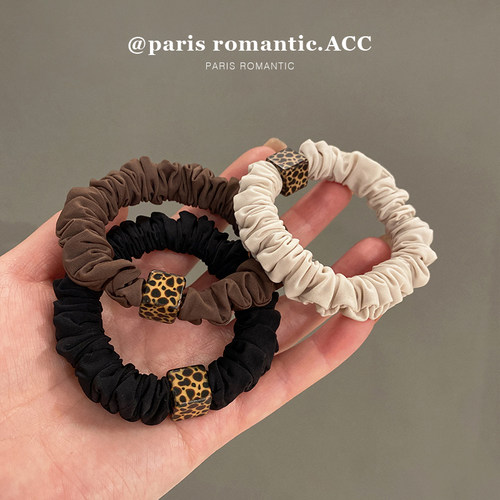 豹纹方块发绳小肠圈日韩复古皮筋