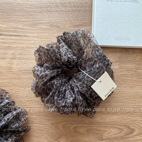 千禧辣妹玻璃纱豹纹大肠发圈