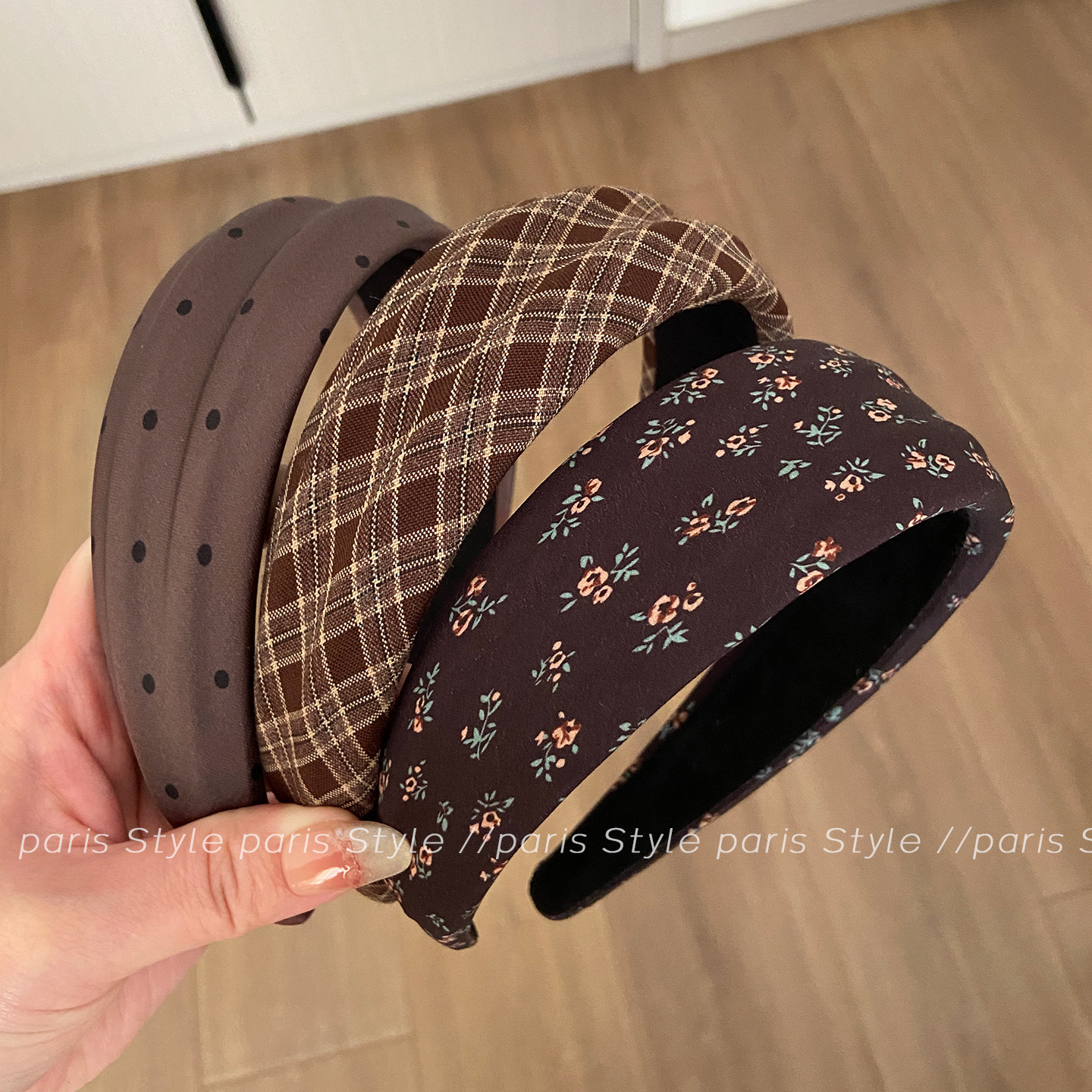 时髦咖棕发箍女秋冬美拉德高级感