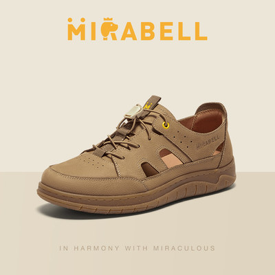 Mirabell2025夏季新款包头猪笼凉鞋男简约镂空男休闲皮鞋B7G07BK5