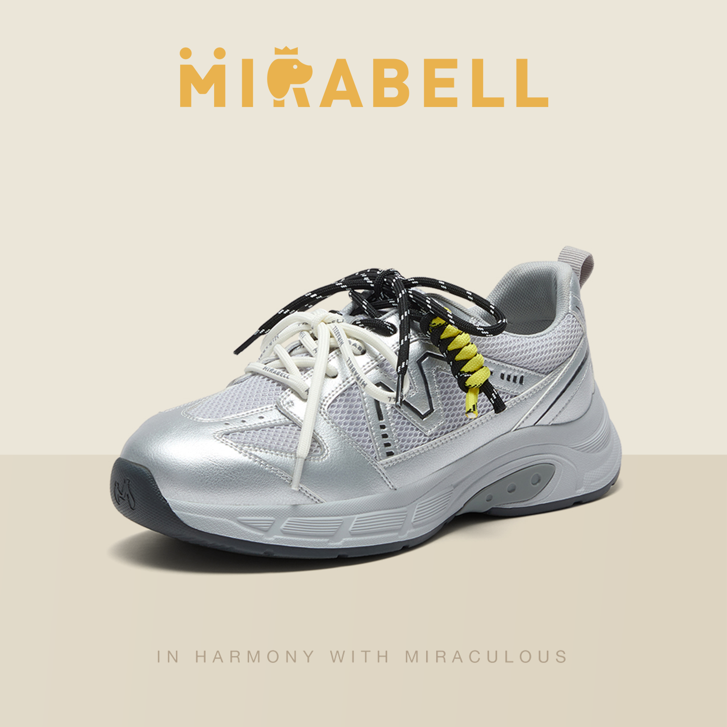 Mirabell2026春季商场同款撞色女舒适运动休闲鞋Q3G02AM6,女鞋,老爹鞋,淘宝优惠券,粉丝福利购,淘宝优惠卷