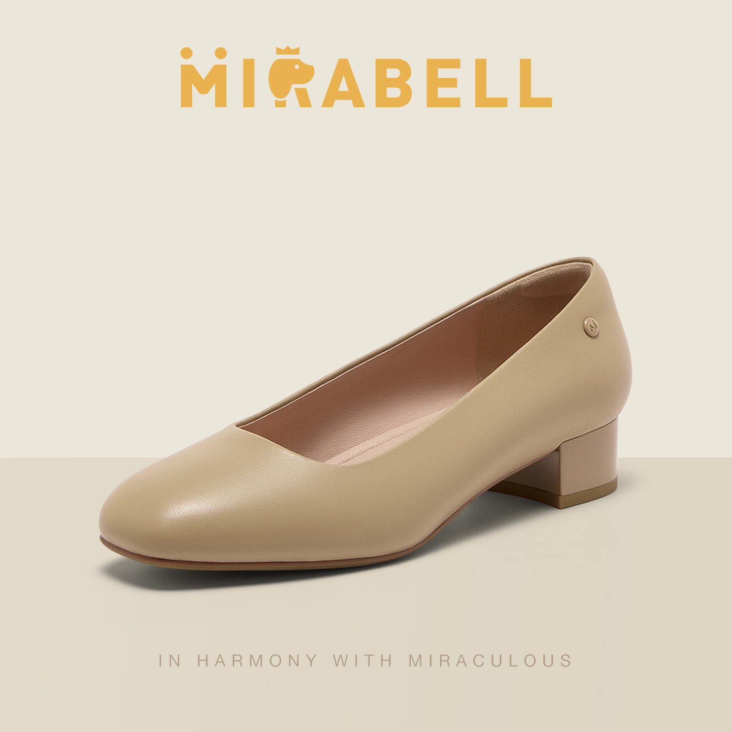 Mirabell/美丽宝2025秋季商场同款优雅低跟浅口单鞋女一脚蹬皮鞋