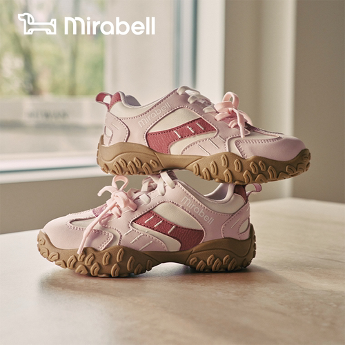 Mirabell2026秋季新款商场同款浅粉拼色休闲鞋小童皮鞋T1N01CM6
