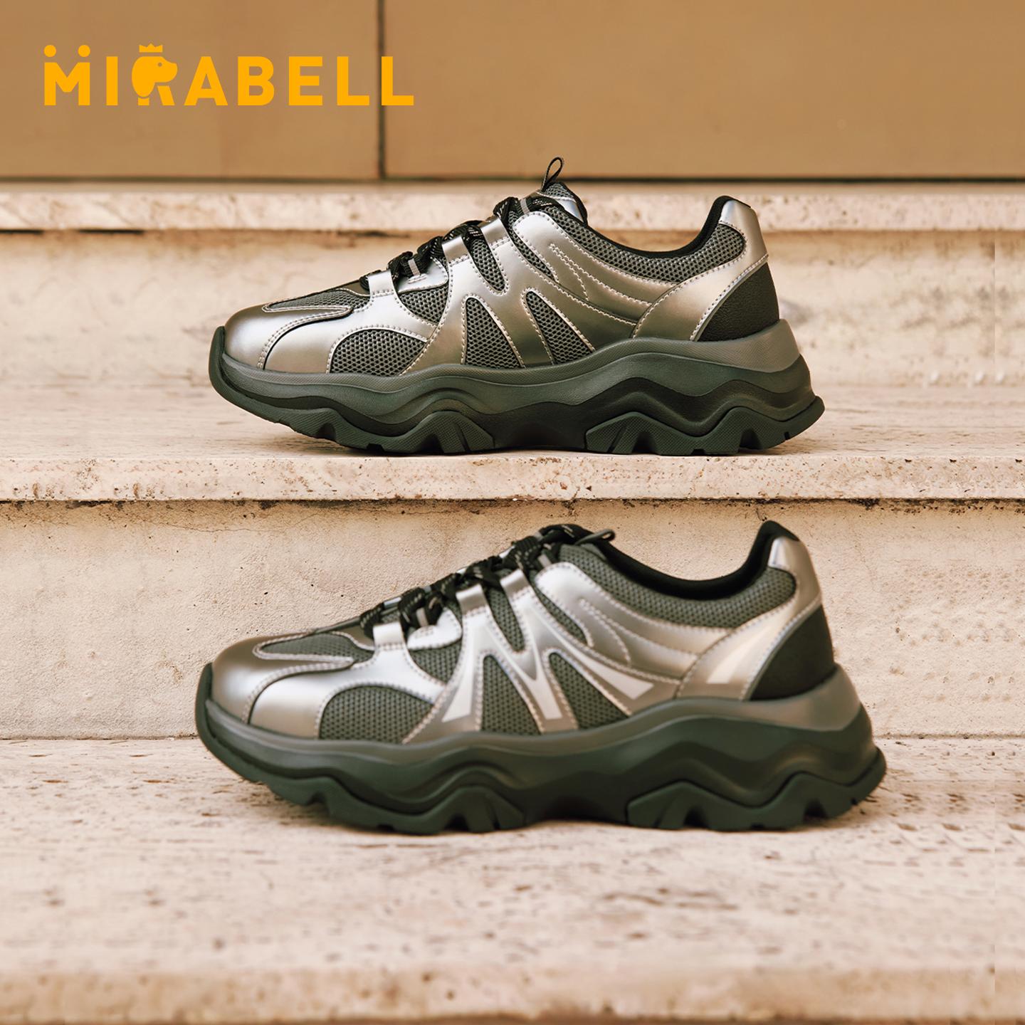 Mirabell/美丽宝2025秋新款商场同款女老爹鞋内增高舒适运动女鞋