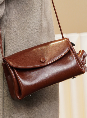 2025新款复古油蜡牛皮单肩包小众设计云朵包百搭斜跨BL1234151ZB