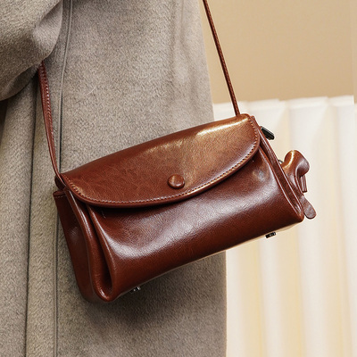 2025新款复古油蜡牛皮单肩包小众设计云朵包百搭斜跨BL1234151ZB