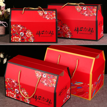 春节通用礼品盒新年货海鲜熟食红枣特产干果手提大纸箱包装盒定制