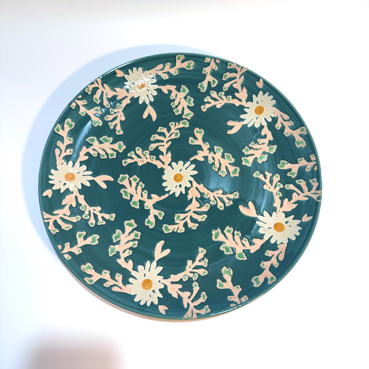 出口欧美品牌14寸陶瓷小花花托盘