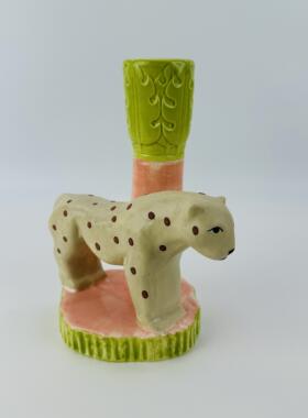 外贸原单手绘设计师款豹子烛台 复古装饰摆件 美式法式复古家居