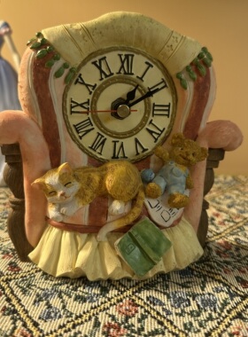 复古欧式陶瓷猫咪沙发造型摆件