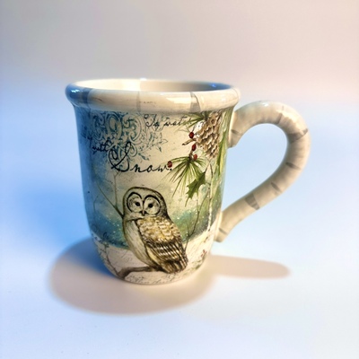 外贸陶瓷 大容量陶瓷杯马克杯奶茶杯 出口水杯 猫头鹰 釉下彩杯子