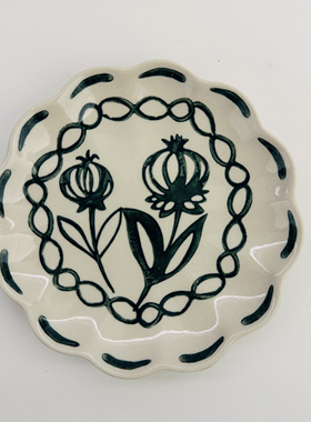 外贸陶瓷复古小花瓷水果盘餐盘鱼盘梦寐以求的餐具蘸料碟接餐盘